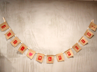 2x Natural Bunting JUST MARRIED!