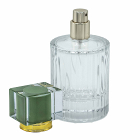 8x Teal Moss - 50ml Round Ribbed Bottle, Spray and Cap