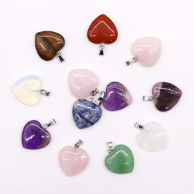 12x Gemstone Heart Pendants (12 assorted)  20x6mm