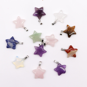 12x Gemstone Stars Pendants (12 assorted)  20x6mm