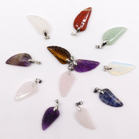 12x Gemstone Angel Wings Pendants (12 assorted)  28x15mm