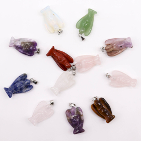 12x Gemstone Mini Angels Pendants (12 assorted)  26x18mm