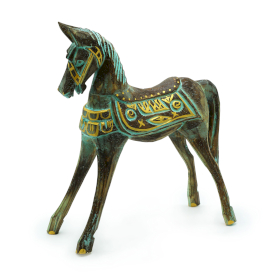 Large Gold & Turquoise Horse 32 cm