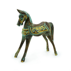 Medium Gold & Turquoise Horse 25 cm