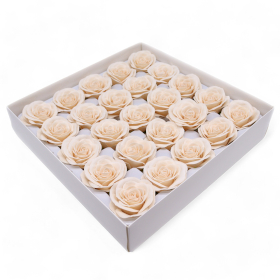 25x Craft Soap Flower - Lrg (7-Layer) Vintage Rose - Victorian Ivory