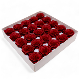 25x Craft Soap Flower - Lrg (7-Layer) Vintage Rose - Midnight Scarlet