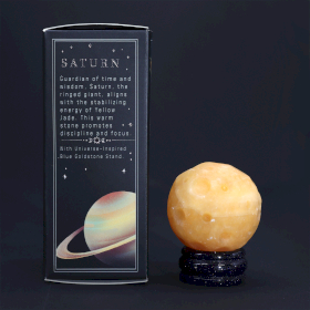 Yellow Jade Planet on a Solar Goldstone Stand (SATURN) - 40mm