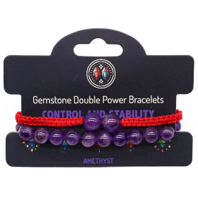 3x Gemstone Double Power Bracelets- Amethyst