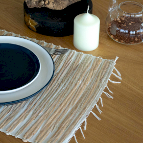 Water Hyacinth Natural Placemat - Natural Tiger with Fringe