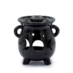 3x Cauldron Oil Burner - Moon Phase - Black