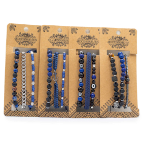 4x Mens Premium Bracelet Set - Med Set Blues (asst)