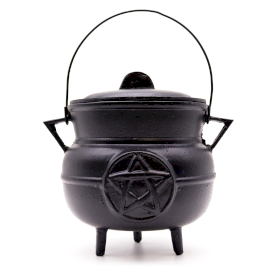 Huge Cast Iron Cauldron with Pentagram 21x15cm