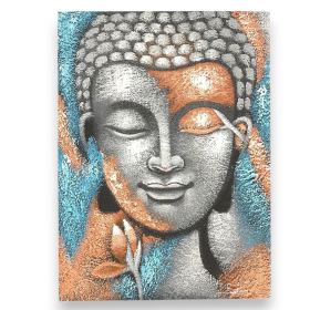 Buddha Painting - Silver & Rose Gold Flower 75x55cm