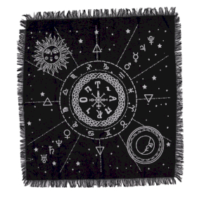 6x Esoteric Fringed Altar Cloth -  Moon & Sun Chart