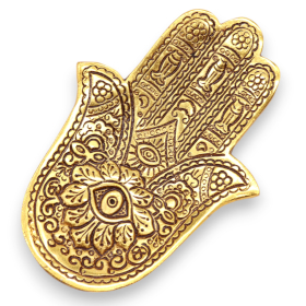 6x Gold Aluminium Small Hamsa Incense Holder 13x5.5cm