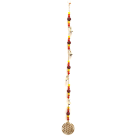 Indian Chimes - Brass Flower of Life with Rudraksha Beads String Bells - 6x63cm