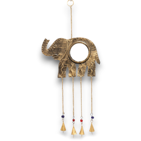 2x Indian Chimes - Elephant Lrg Mirror 4 Bells - 24x60cm