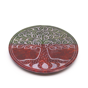 4x Soapstone Disc Incense Holder 10cm - Tree of Life