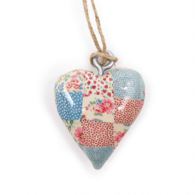 24x Small Decor Wood Hearts - Cheque Blue & Red (24)