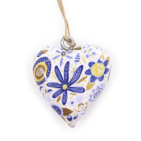 24x Lrg Decor Wood Hearts -  Blue Floral (24)