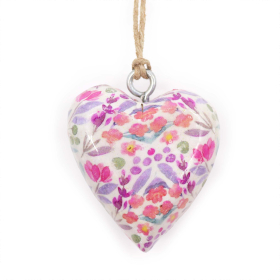 24x Lrg Decor Wood Hearts -  Pretty Floral (24)