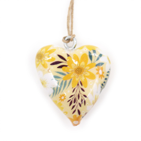 24x Lrg Decor Wood Hearts -  Yellow Floral (24)