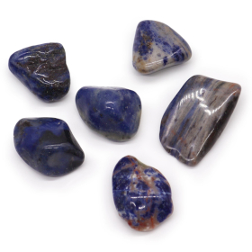 6x African Gemstone Sodalite - Spotted Blue - Size 8 - 30mm (KG)