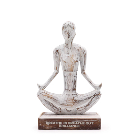 Wooden Yoga Lady - Whitewash - Easy Pose