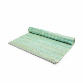 Small Indian Handloom Cotton Rug - 50x90cm - Aqua