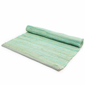 Large Indian Handloom Cotton Rug - 130x170cm - Aqua