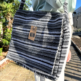 Soft Banjar Laptop Bag - Grey Strips