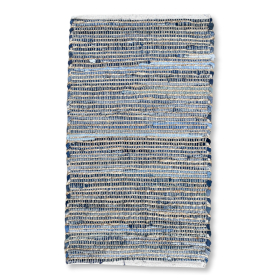 Medium Jute and Recycled Cotton Rug - 90x150cm - Blue