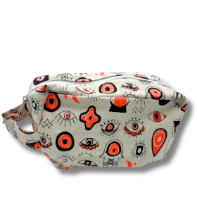 6x Small Multi Eyes Cotton Canvas Boxy Wash Bag