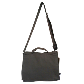 Cotton Canvas Laptop Messenger Bag - Charcoal