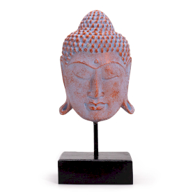 Large Serenity Buddha Head on Stand  - Blue Copper