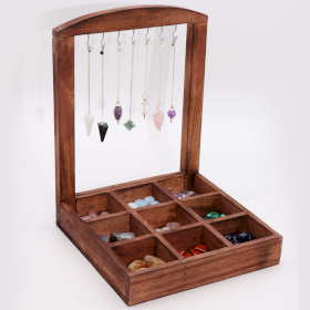 Hanging Stand & Display Tray - 9 (3x3) Compartments - Dark Wood