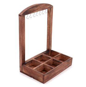 Hanging Stand & Display Tray - 6 (2x3) Compartments - Dark Wood