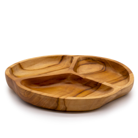 Smooth Teakwood Fruit Bowl Three Sections - 30x4cm