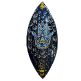 Enamel Incense Bowl - Aluminum - Blue Hamsa