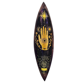 Enamel Incense Bowl - Mango Wood - Hamsa