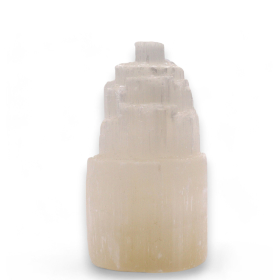 Natural Selenite Tower Lamp - 15 cm