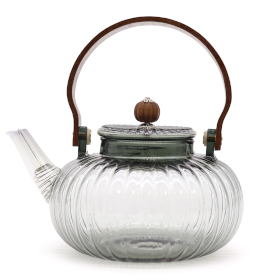 Glass Infuser Teapot - Charcoal Ribbed Pearl - 950ml