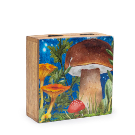 Med Square Box 13.5x13.5x6cm - Mushroom Design Teal