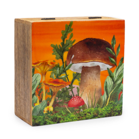 Big Square Box 15x17.5x8cm - Mushroom Design Maroon