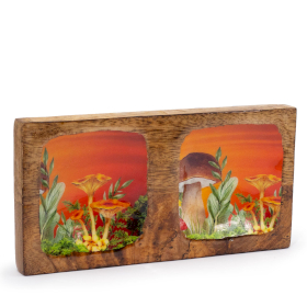 Double Trinket Tray 20x10x2.5cm - Mushroom Design Maroon