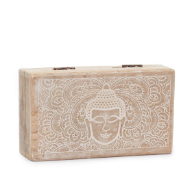 Med Square Box 17x10x4.2cm - Buddha Face Whitewash