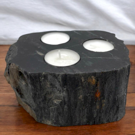 Petrified Wood Candle Holder - Triple