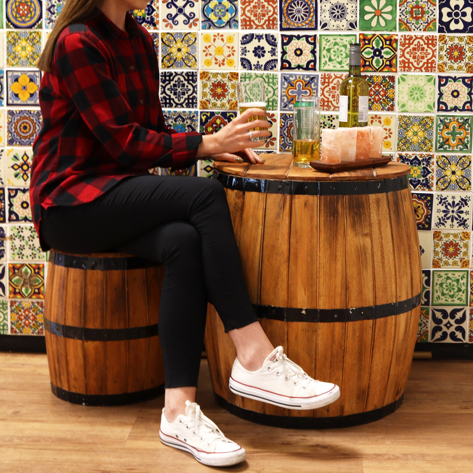 Beer barrel online table and stools