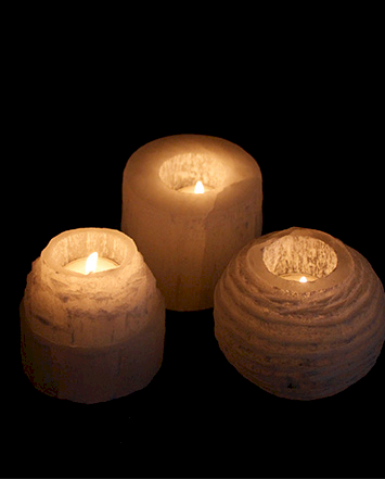 selenite candle holders