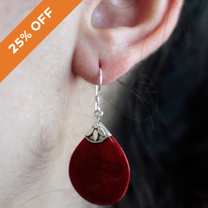 925 Silver Earrings  - Red Coral Imitation